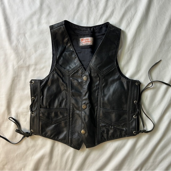 genuine leather Jackets & Blazers - Vintage 70’s 100% leather biker vest